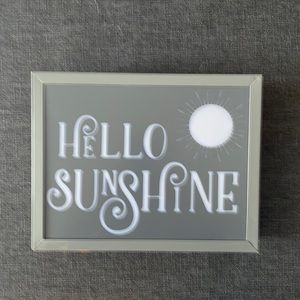 light up sign.  Can hang on wall or sit on shelf.  Needs batteries